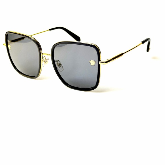 Versace Mod 2247D 1438/87 Black and Gold Square Sunglasses Authentic - Picture 4 of 10